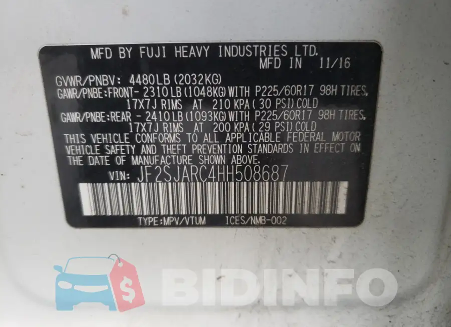 JF2SJARC4HH508687 Photo# 13