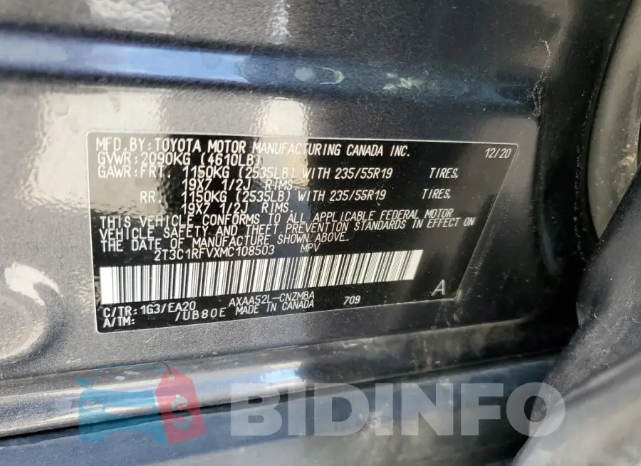 2T3C1RFVXMC108503 Photo# 13