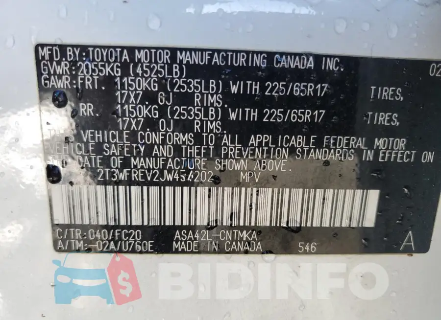 2T3WFREV2JW454202 Photo# 13
