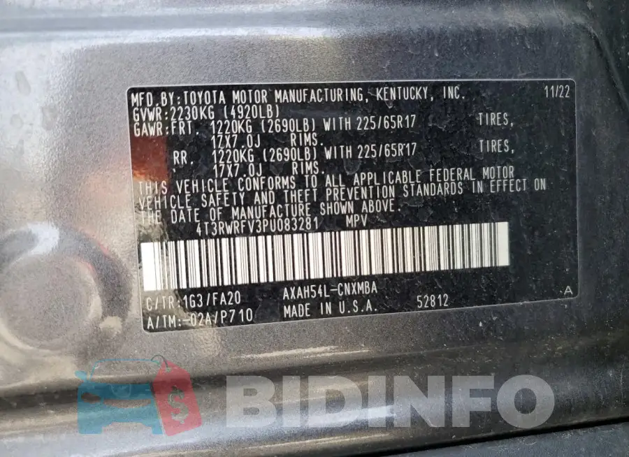 4T3RWRFV3PU083281 Photo# 13