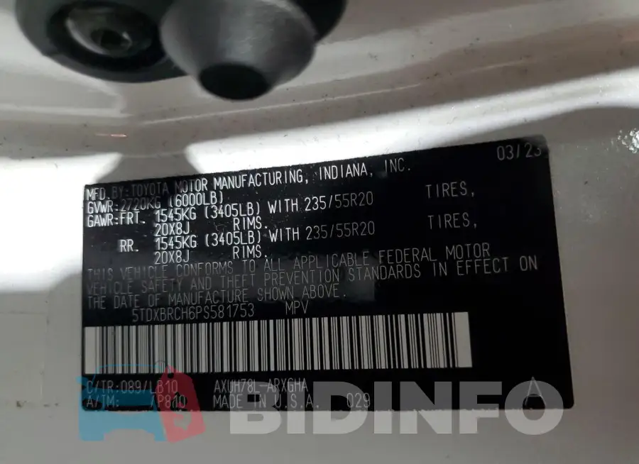 5TDXBRCH6PS581753 Photo# 14