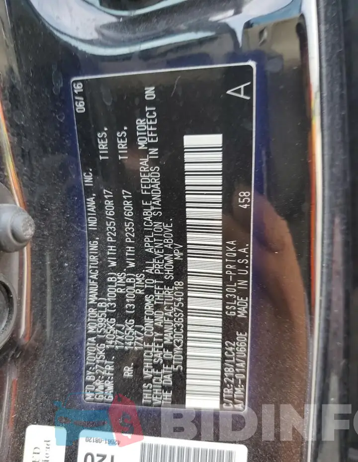 5TDYK3DC3GS754018 Photo# 13