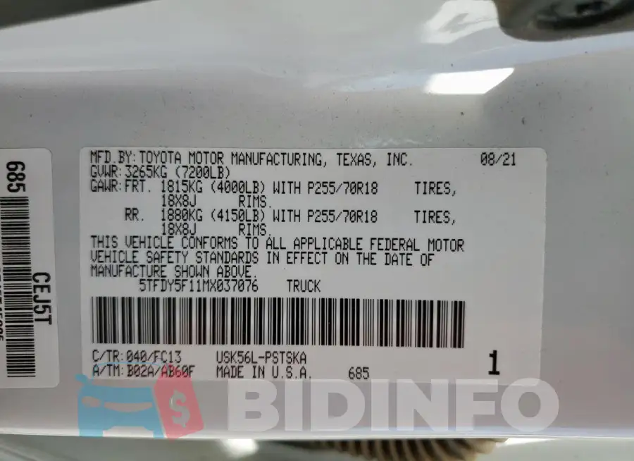 5TFDY5F11MX037076 Photo# 12