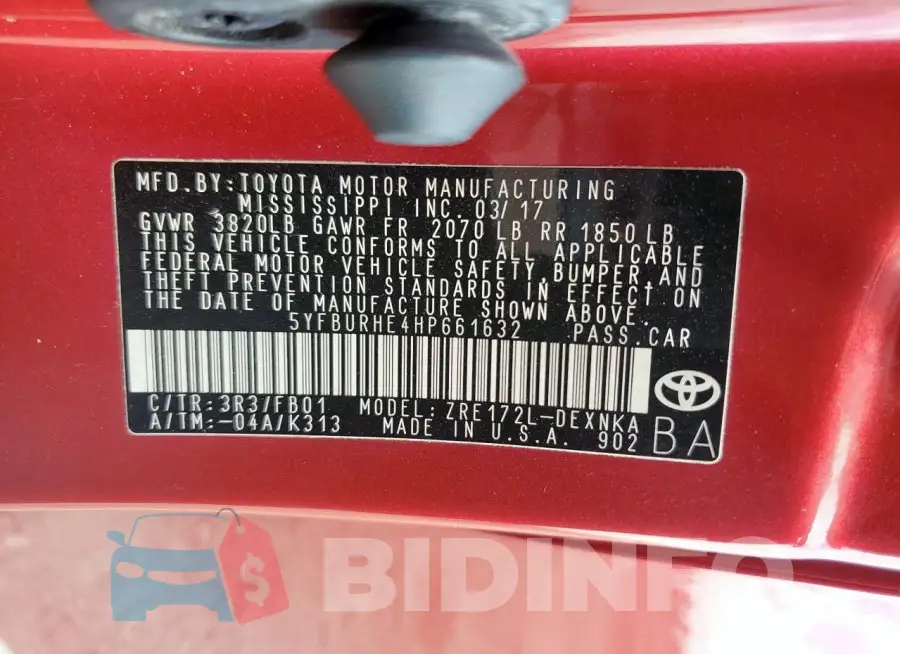 5YFBURHE4HP661632 Photo# 13