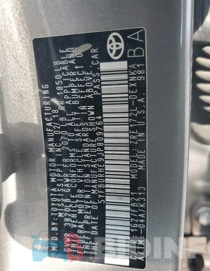 5YFBURHE9JP809764 Photo# 12