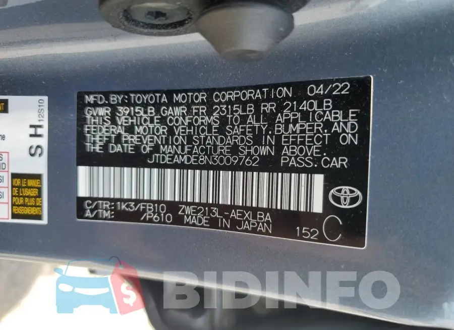 JTDEAMDE8N3009762 Photo# 13