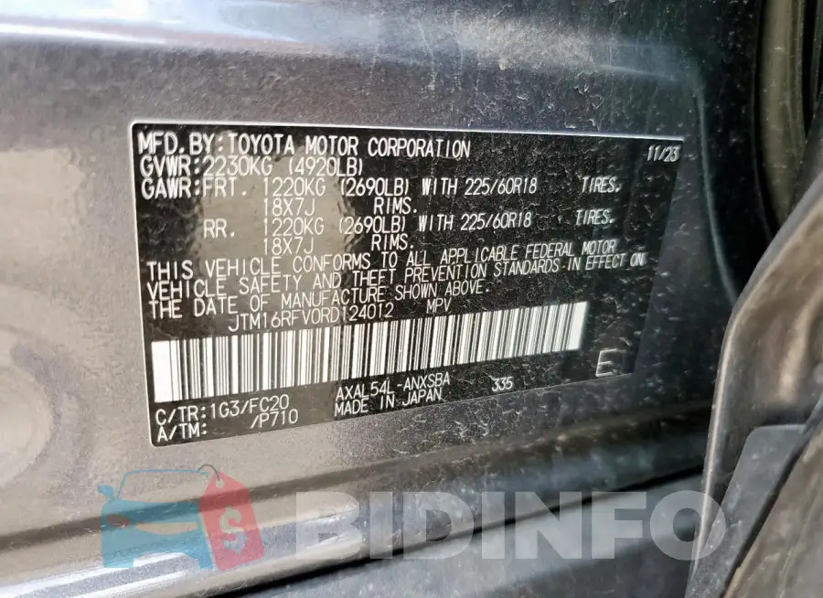 JTM16RFV0RD124012 Photo# 13