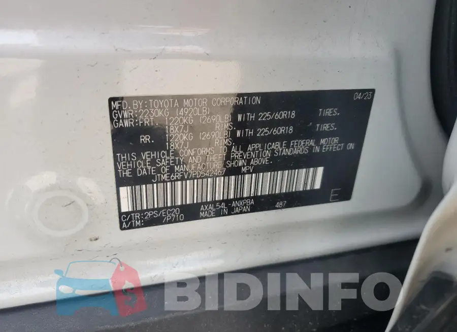 JTME6RFV7PD542467 Photo# 13