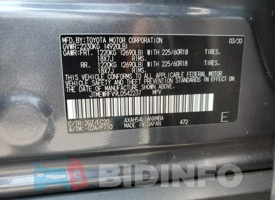 JTMEWRFV9LD542237 Photo# 13