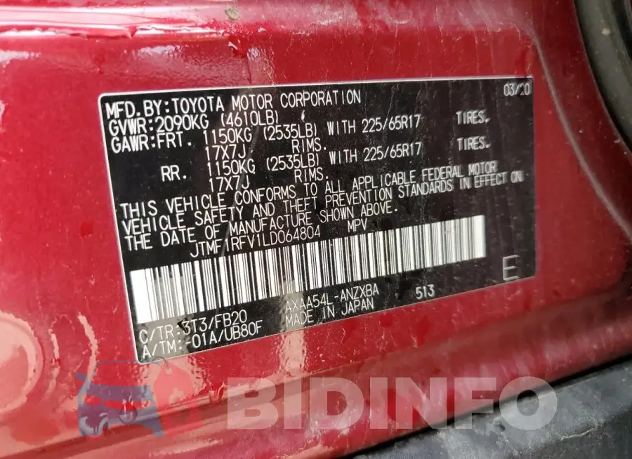 JTMF1RFV1LD064804 Photo# 12