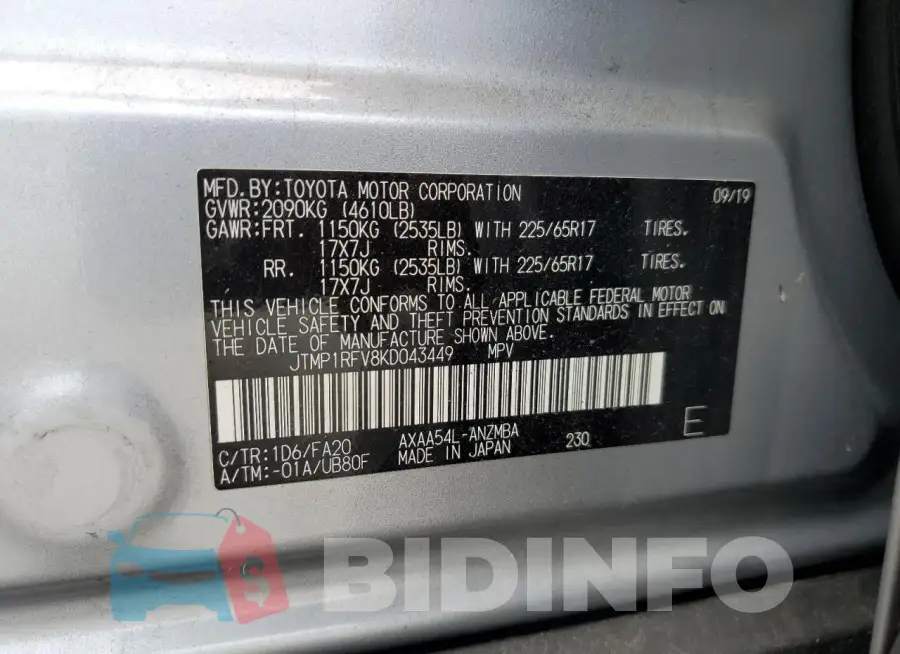 JTMP1RFV8KD043449 Photo# 12