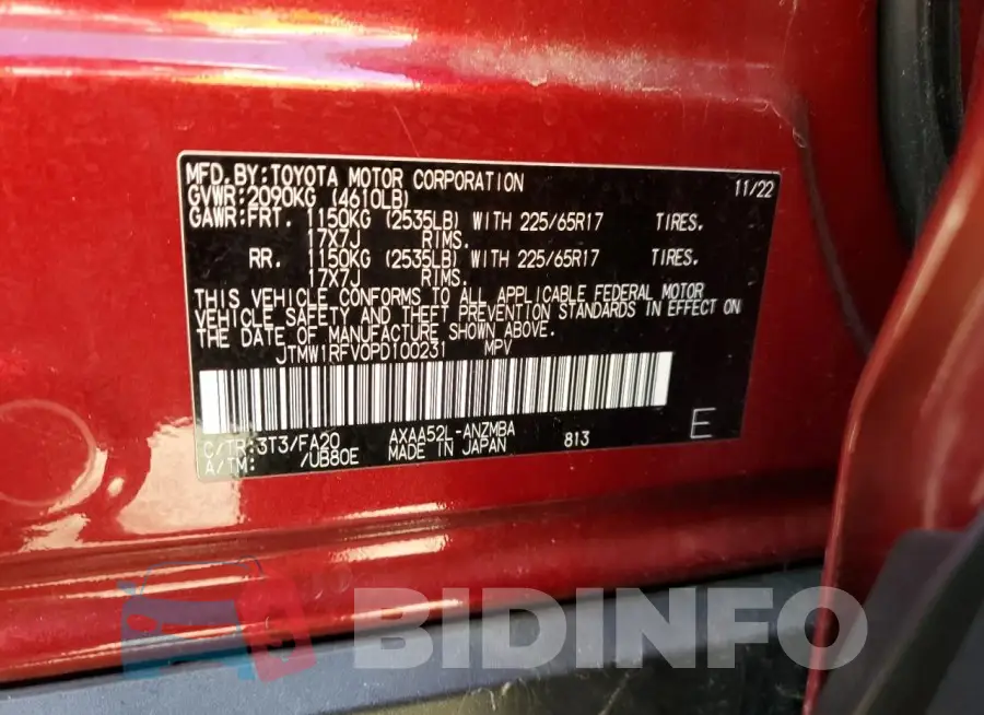 JTMW1RFV0PD100231 Photo# 13