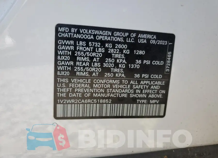 1V2WR2CA6RC518852 Photo# 14