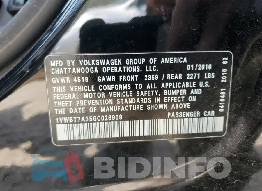 1VWBT7A35GC026908 Photo# 12