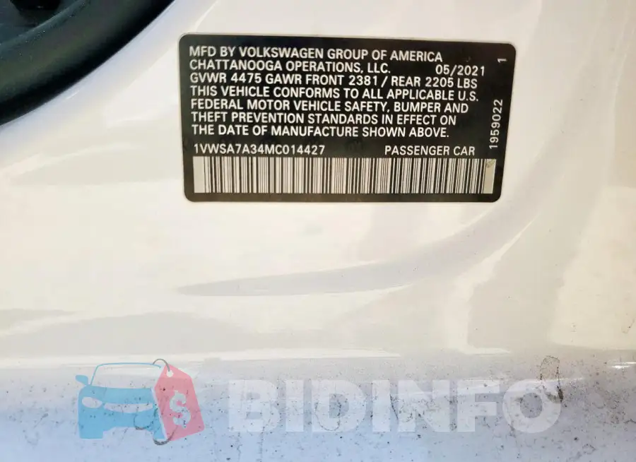 1VWSA7A34MC014427 Photo# 12