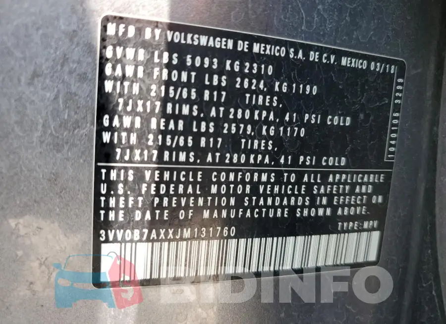 3VV0B7AXXJM131760 Photo# 13