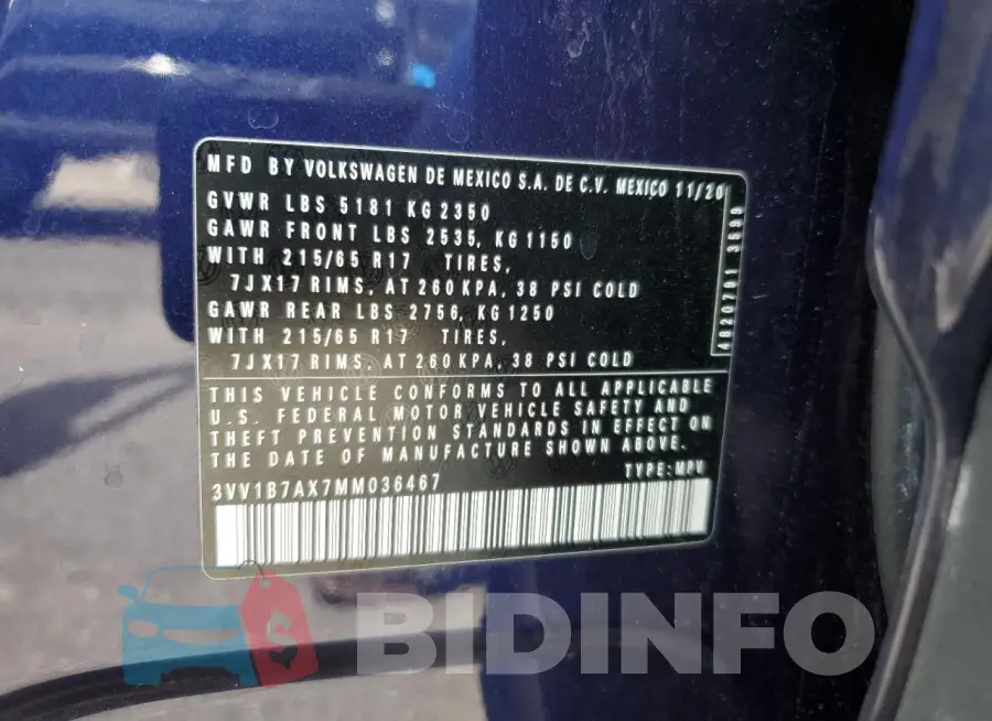 3VV1B7AX7MM036467 Photo# 12