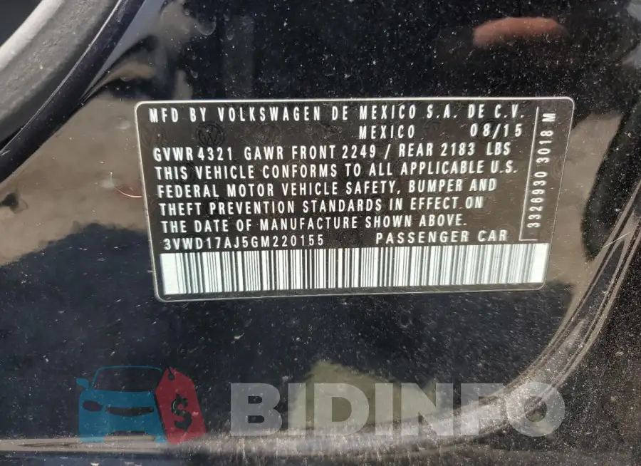 3VWD17AJ5GM220155 Photo# 12
