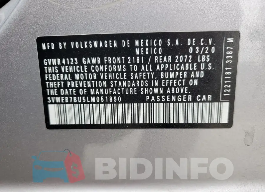 3VWEB7BU5LM051890 Photo# 12