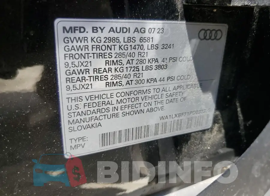 WA1LXBF71PD030355 Photo# 13