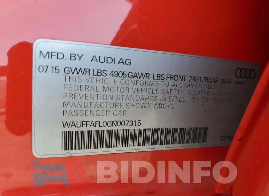 WAUFFAFL0GN007315 Photo# 12