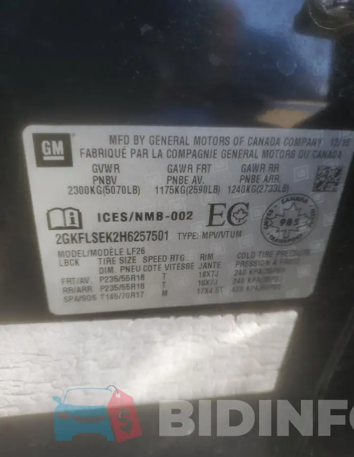 2GKFLSEK2H6257501 Photo# 13