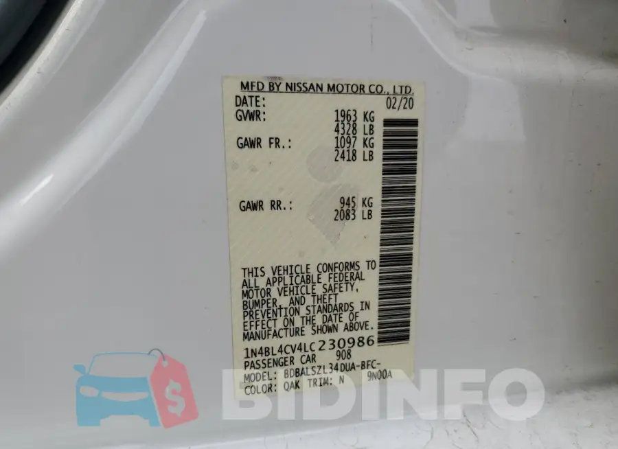 1N4BL4CV4LC230986 Photo# 12