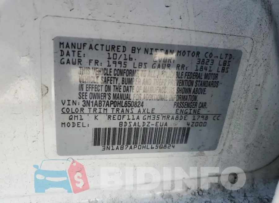 3N1AB7AP0HL650824 Photo# 13