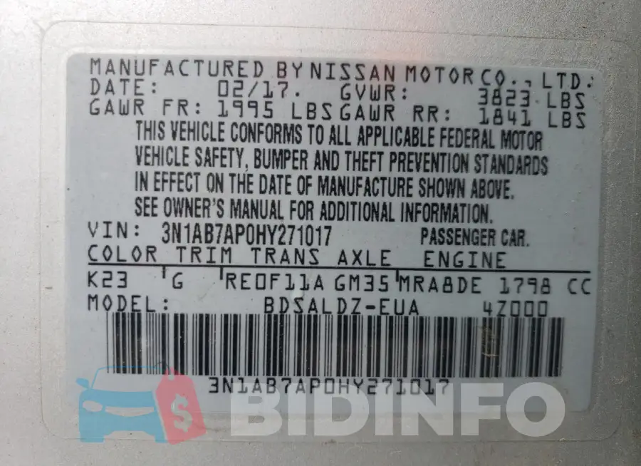 3N1AB7AP0HY271017 Photo# 13