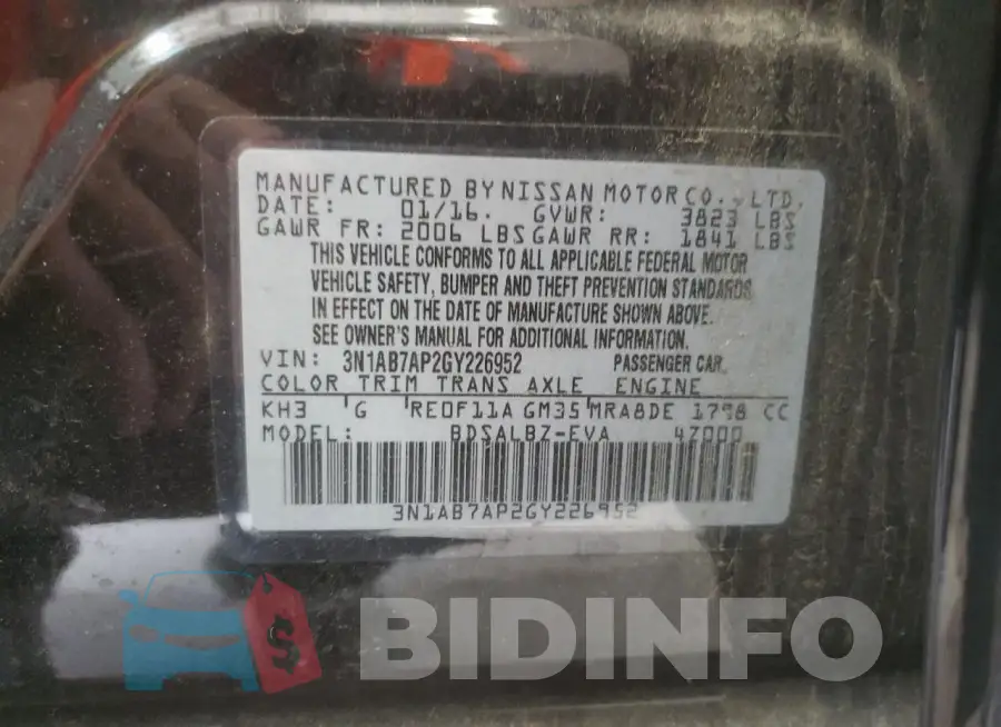 3N1AB7AP2GY226952 Photo# 13