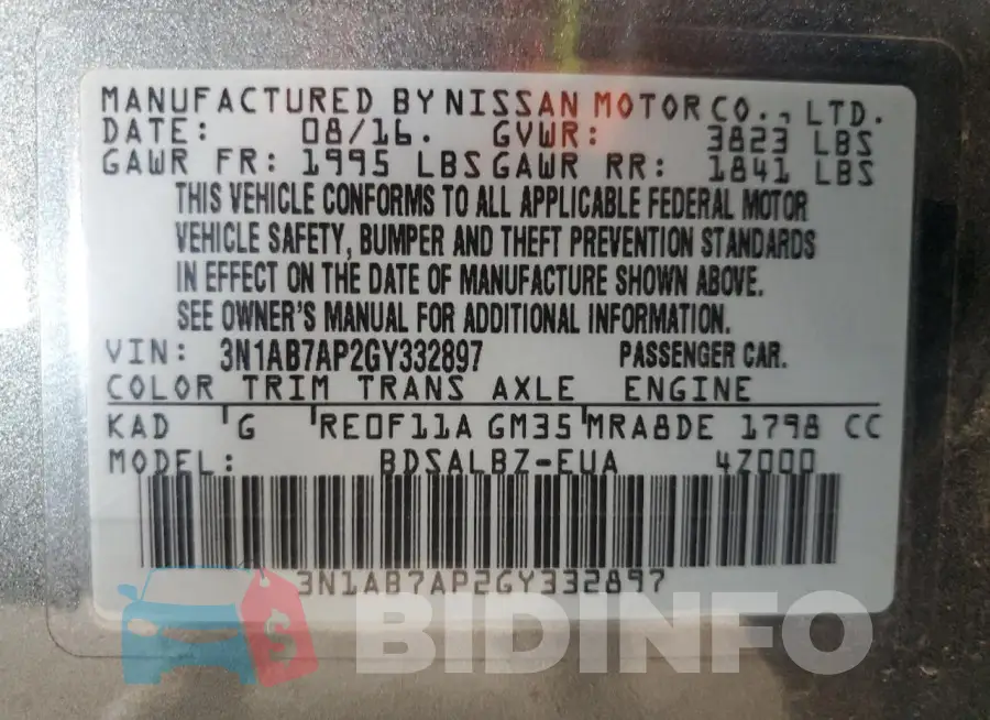 3N1AB7AP2GY332897 Photo# 12