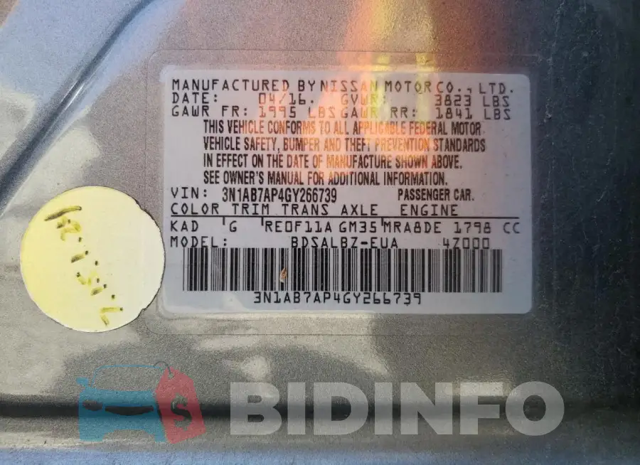 3N1AB7AP4GY266739 Photo# 13