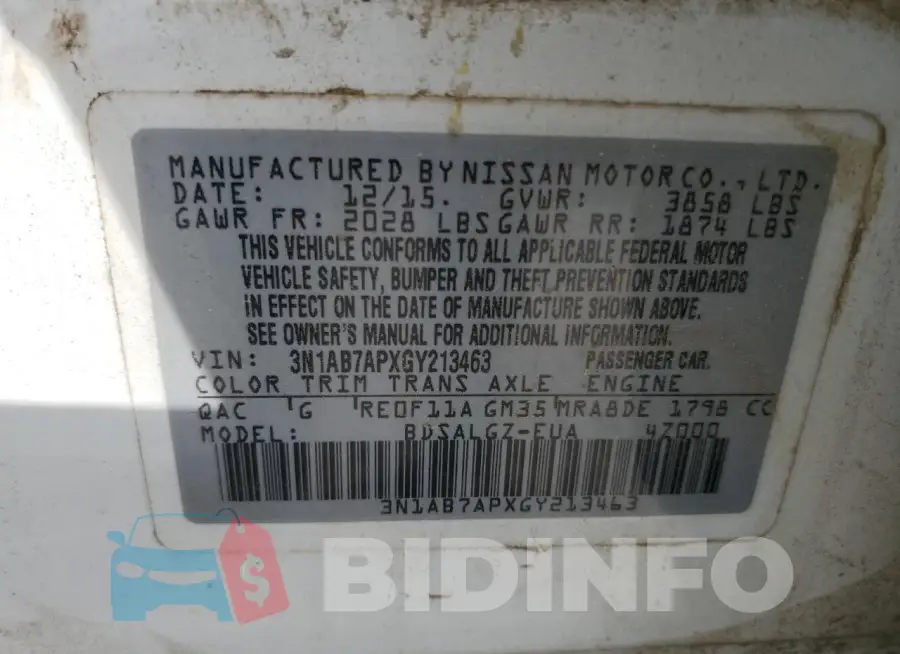 3N1AB7APXGY213463 Photo# 12