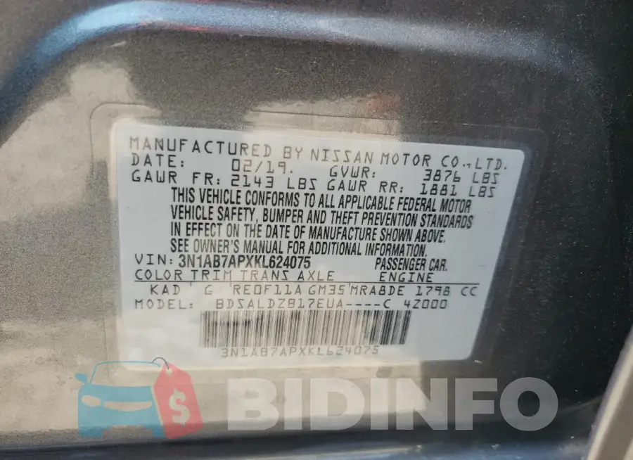 3N1AB7APXKL624075 Photo# 12