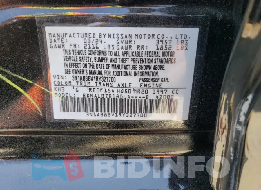 3N1AB8BV1RY327700 Photo# 13