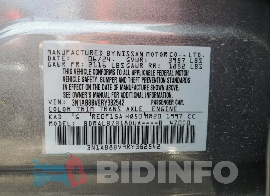 3N1AB8BV9RY382542 Photo# 12