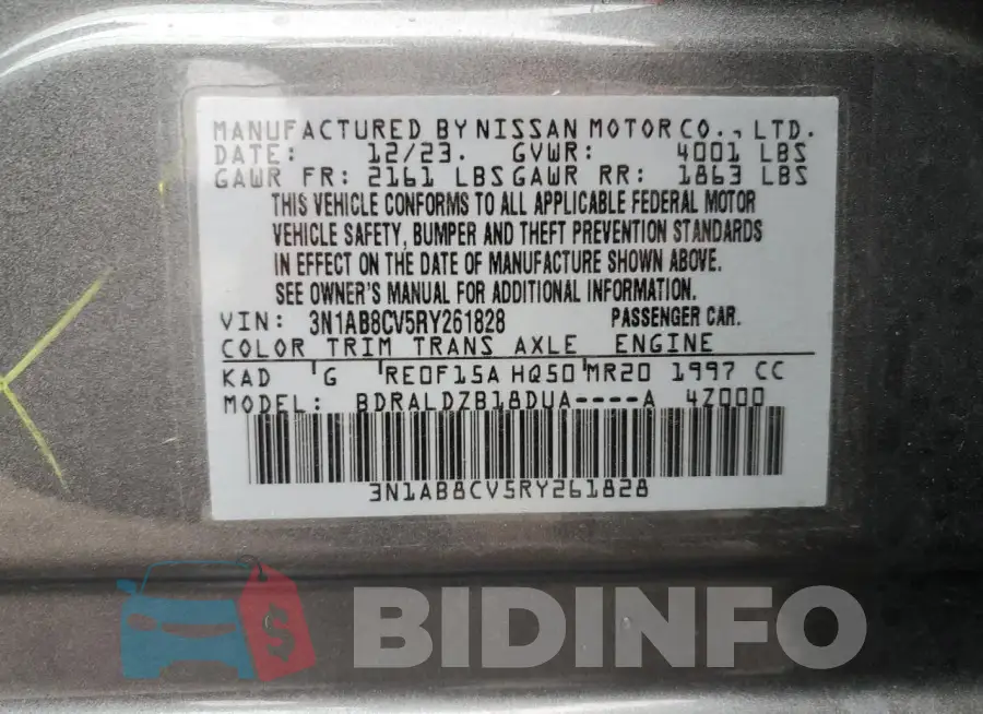 3N1AB8CV5RY261828 Photo# 12