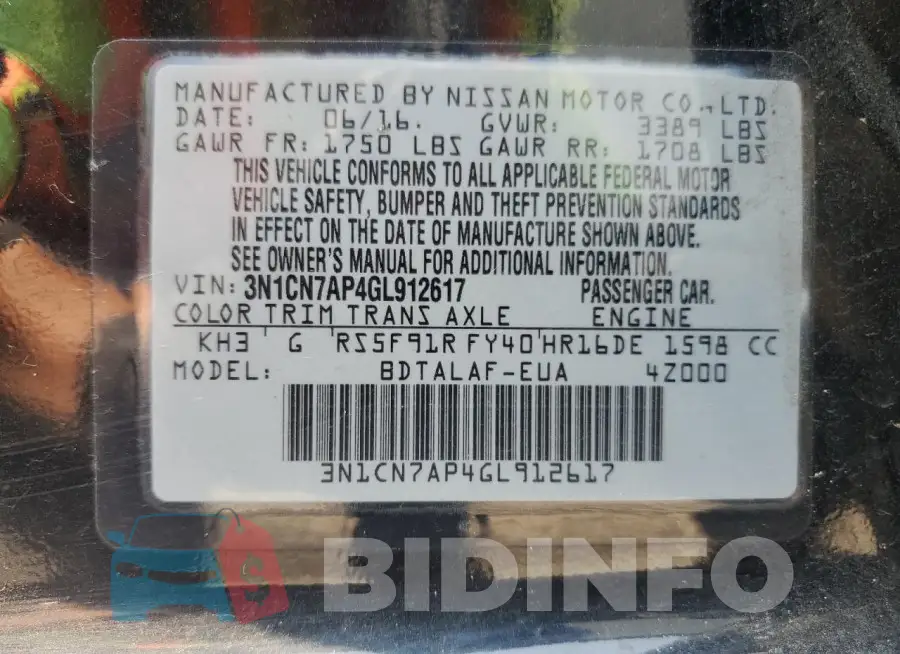 3N1CN7AP4GL912617 Photo# 12