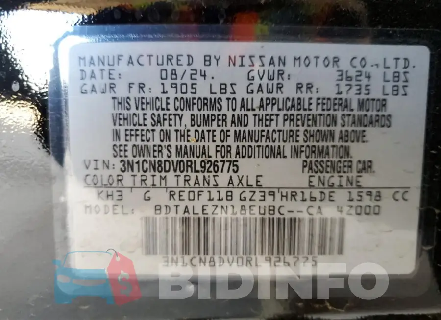 3N1CN8DV0RL926775 Photo# 12