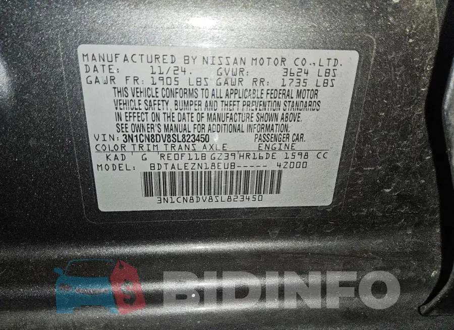 3N1CN8DV8SL823450 Photo# 12