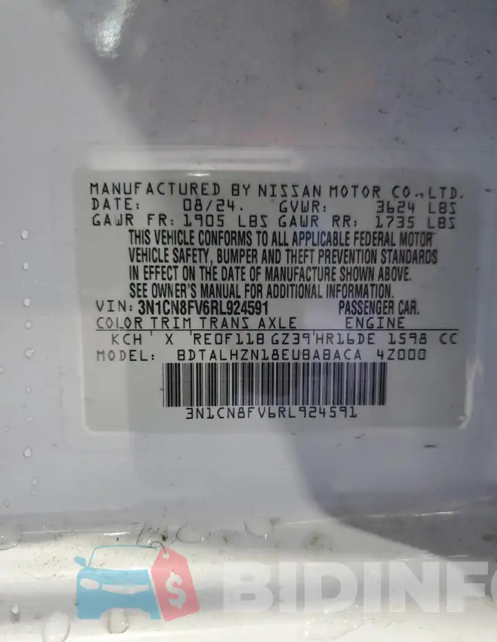 3N1CN8FV6RL924591 Photo# 12