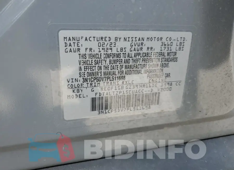 3N1CP5DV7PL511698 Photo# 13