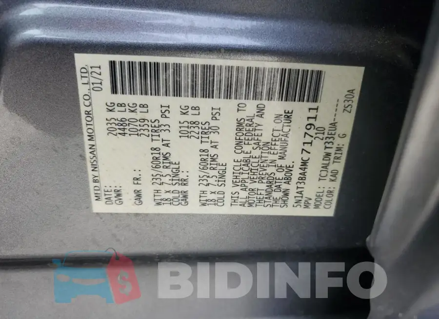 5N1AT3BA4MC717911 Photo# 12