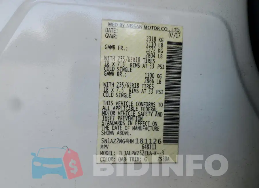 5N1AZ2MG4HN181126 Photo# 14