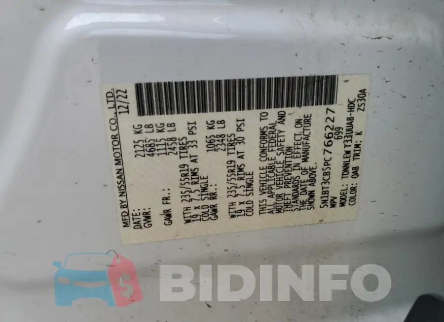 5N1BT3CB5PC766227 Photo# 13