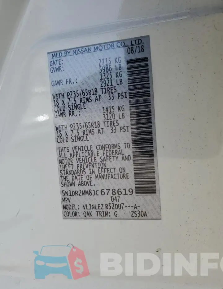 5N1DR2MM8JC678619 Photo# 13