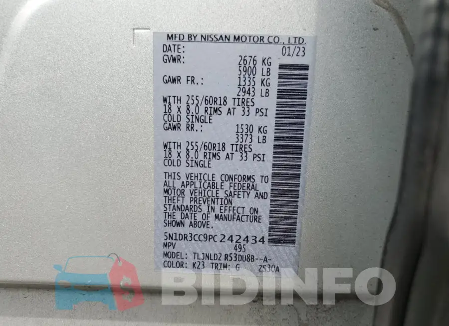 5N1DR3CC9PC242434 Photo# 13