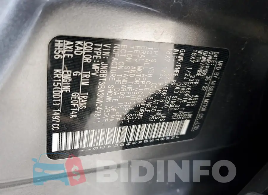 JN8BT3BA3NW042811 Photo# 12
