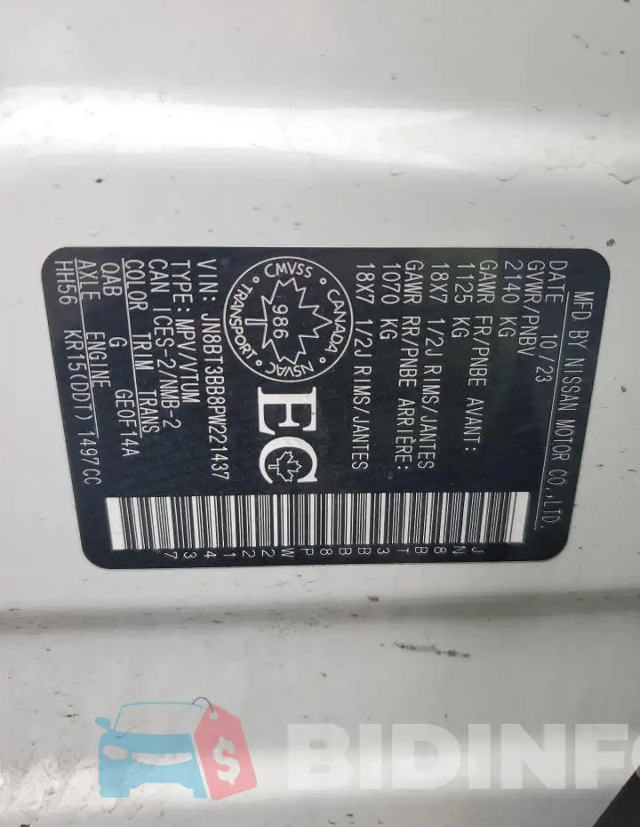 JN8BT3BB8PW221437 Photo# 14
