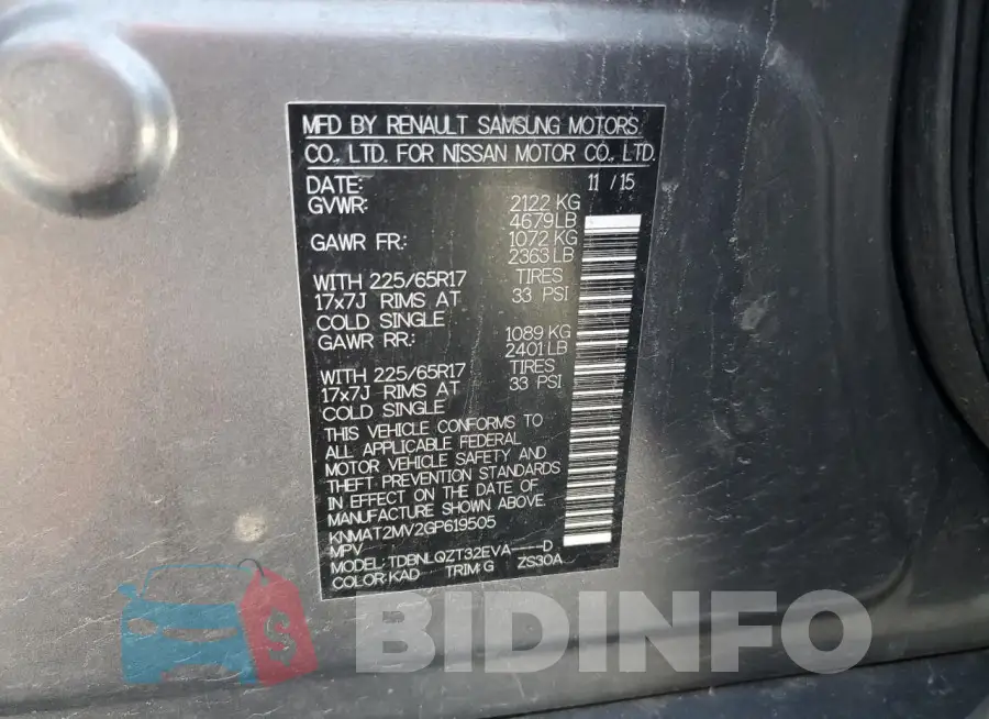 KNMAT2MV2GP619505 Photo# 13